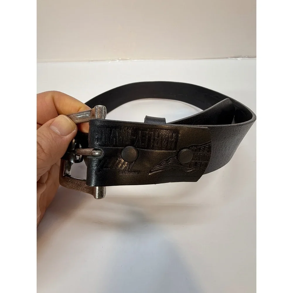Harley-Davidson Mens Black Embossed Leather Belt Biker Logo 99493-07V Size 30